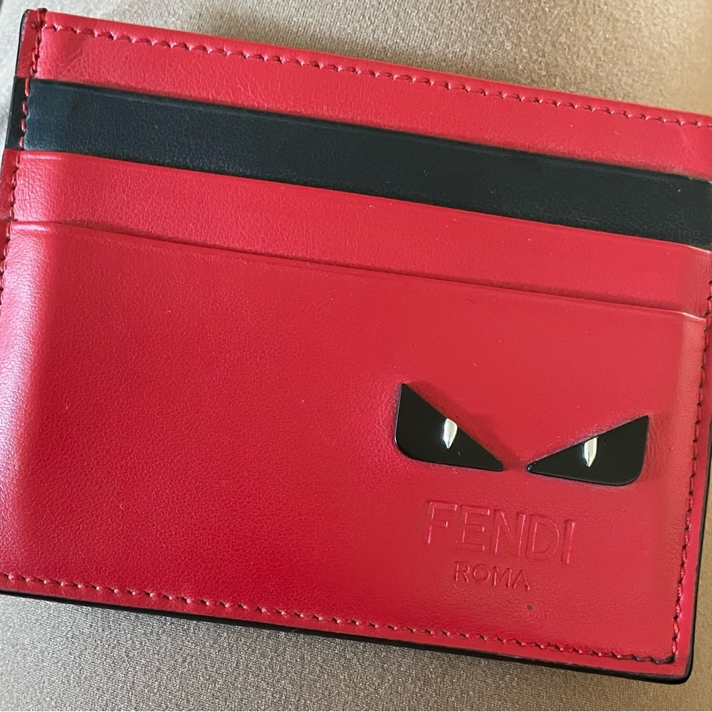 Fendi Red and Black Card Holder